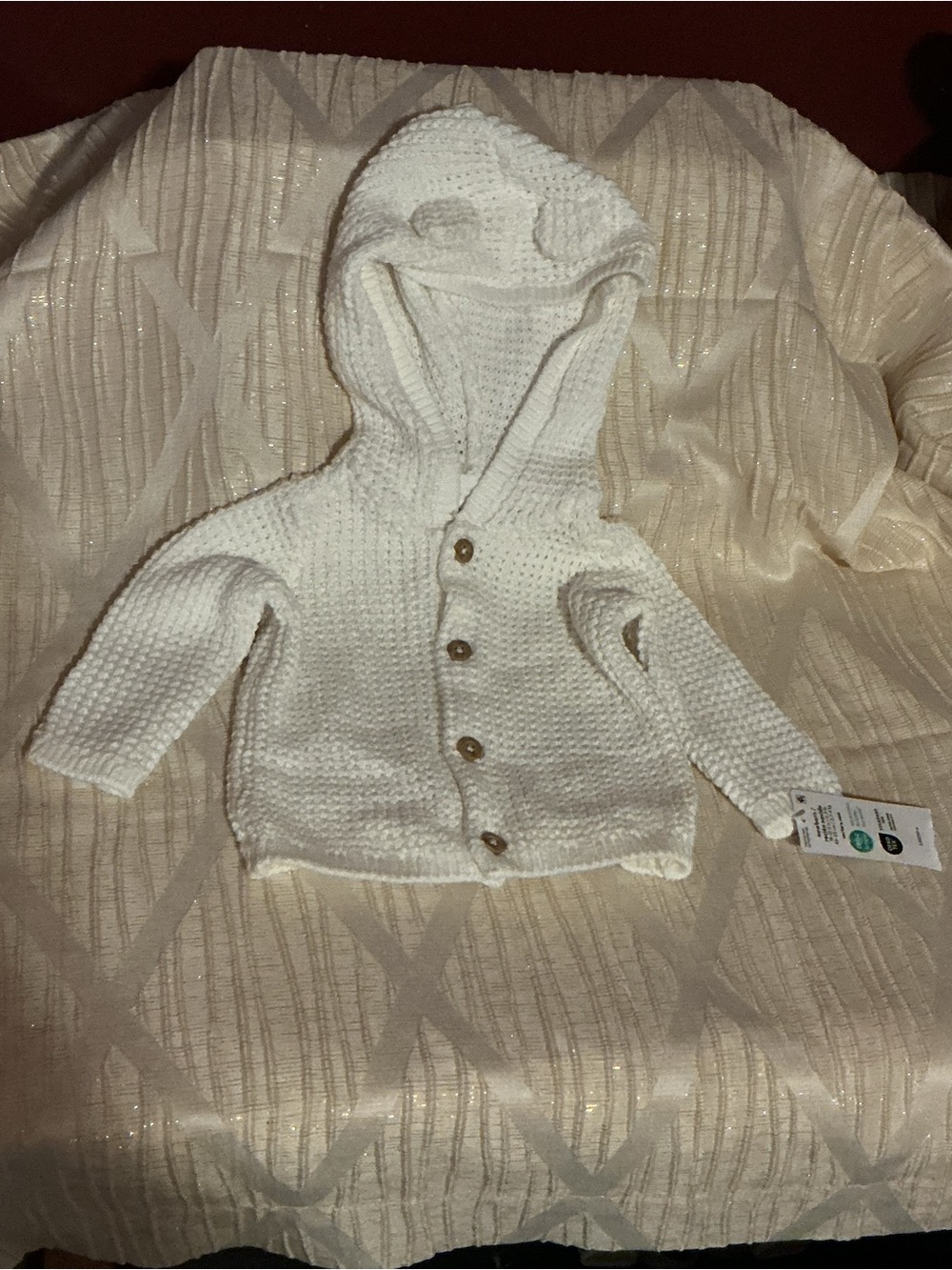 Carter's Cream Knit Hooded Baby Cardigan